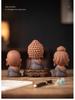 Saha Three Saints Buddha Ceramic Statue: Ksitigarbha, Tathagata, and Guanyin Tabletop Ornament