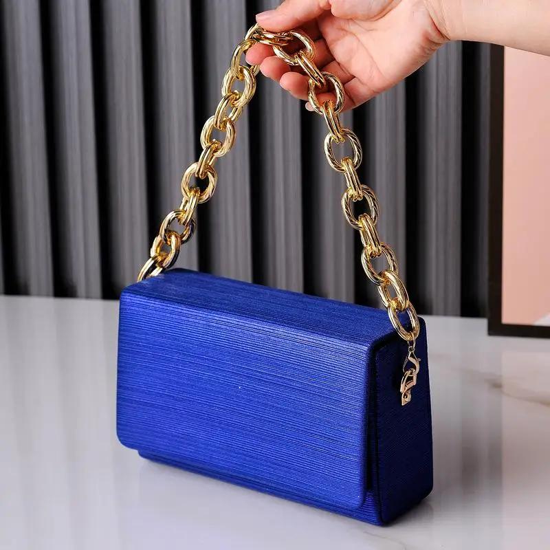

Luxury Design Wedding Clutch Bag Handbags For Women Elegant Chain Shoulder Bag Female Party Evening Clutch Bag Purse Sac A Main синий