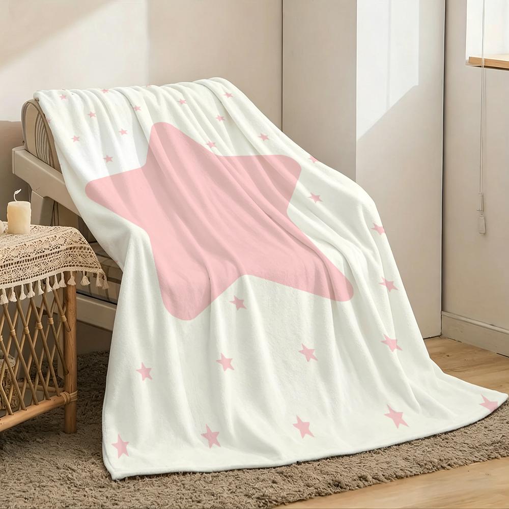 Ins Cute Sstar Throw Lightweight 240G Flannel Blanket Soft Skin-Friendly For Summer Cooling
