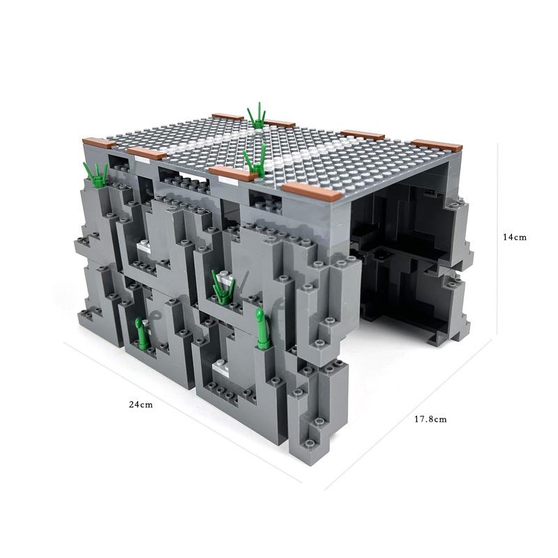 MOC Train Tunnel Scene Small Particle Building Blocks with Plastic Accessories & Track