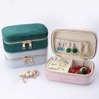 Square Portable Jewelry Box Velvet Necklace Storage Case  Earrings Storage Organizer