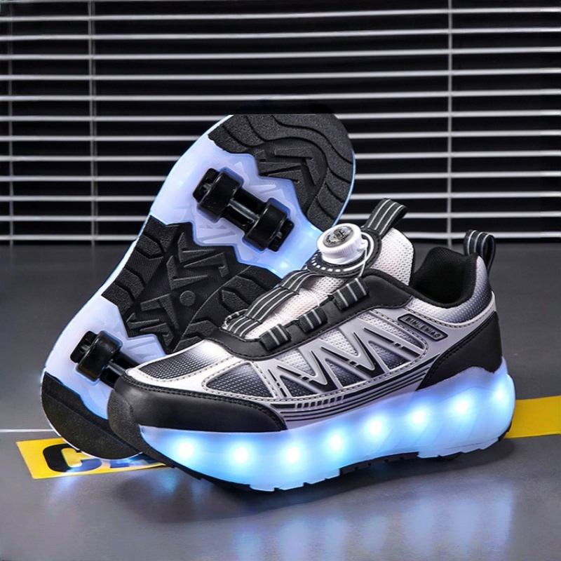 

Детские kers Роликовые коньки Спорт Скейтборд Обувь USB Зарядка Съемные 4 Колеса Светящиеся Роликовые коньки Девочки Мальчики Повседневная обувь 40