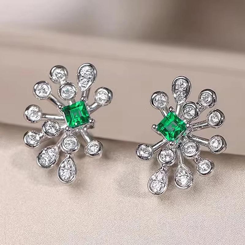 Xiaomi Huitan Fashion Design Women Stud Earrings Elegant Versatile Daily Lady Party Accessories Inlaid Shiny Green CZ Luxury Jewelry
