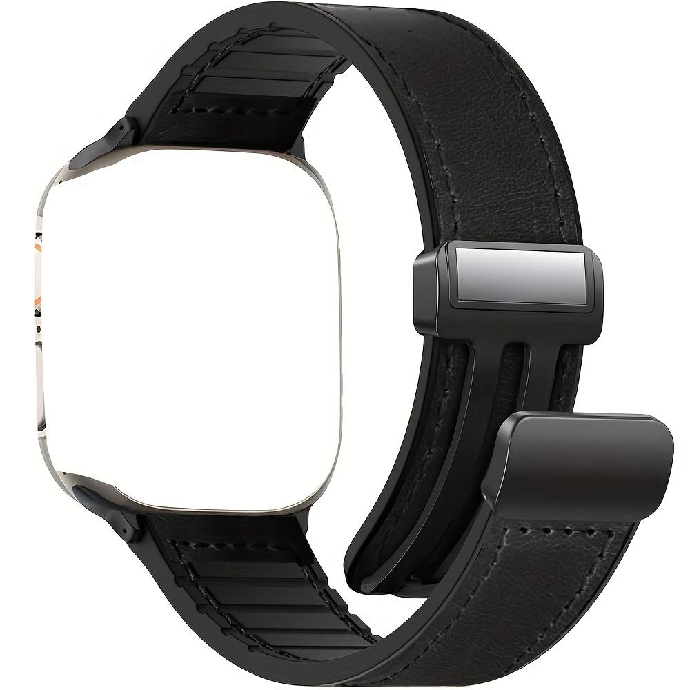 

Роскошный ремешок для часов Apple из воловьей кожи с магнитной пряжкой, подходит для серий Ultra и SE — стильно и безопасно 38/40/41MM чёрный