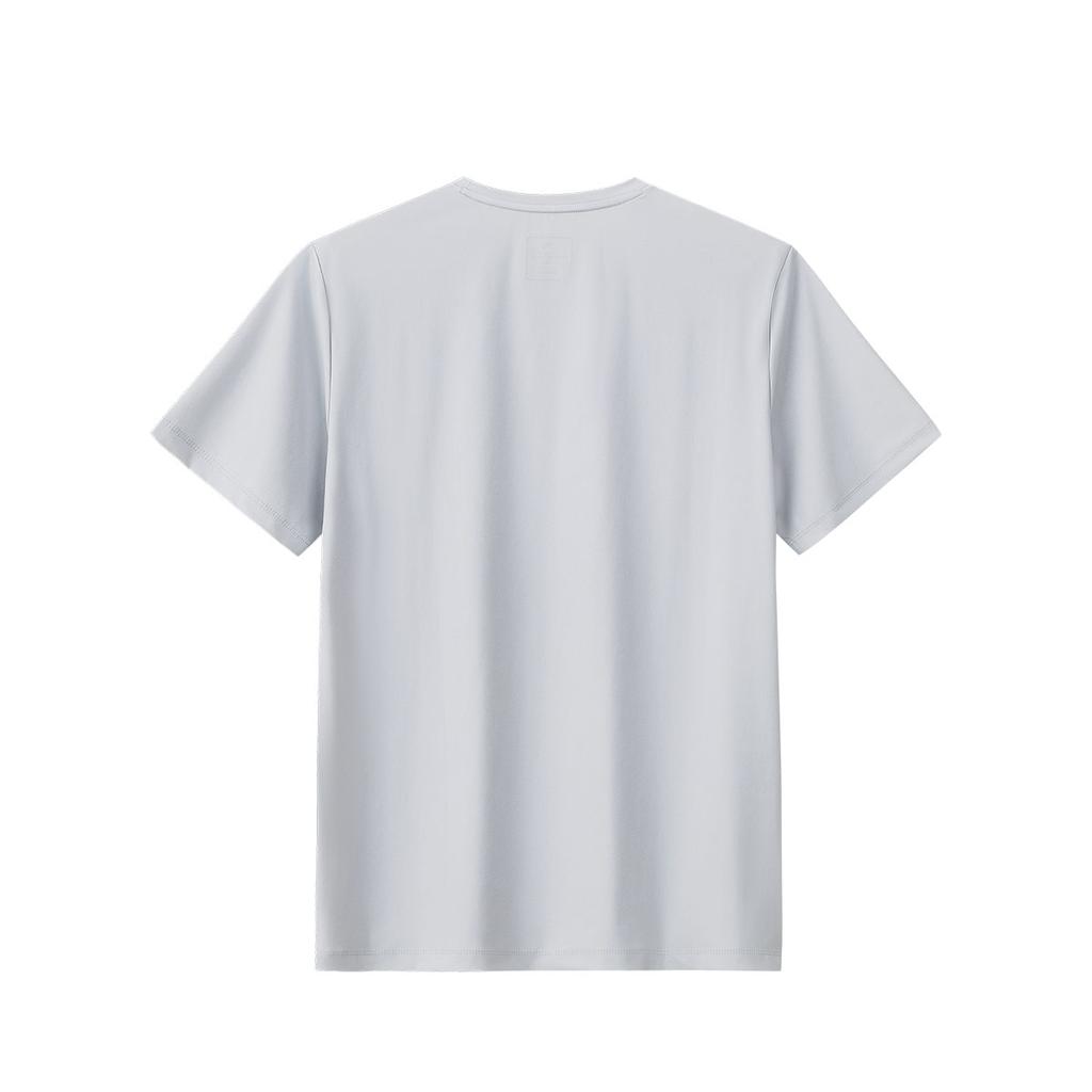 Anta Comfortable Short Sleeve Knitted T-Shirt Men Tops Cerulean-Gray 152537107-1