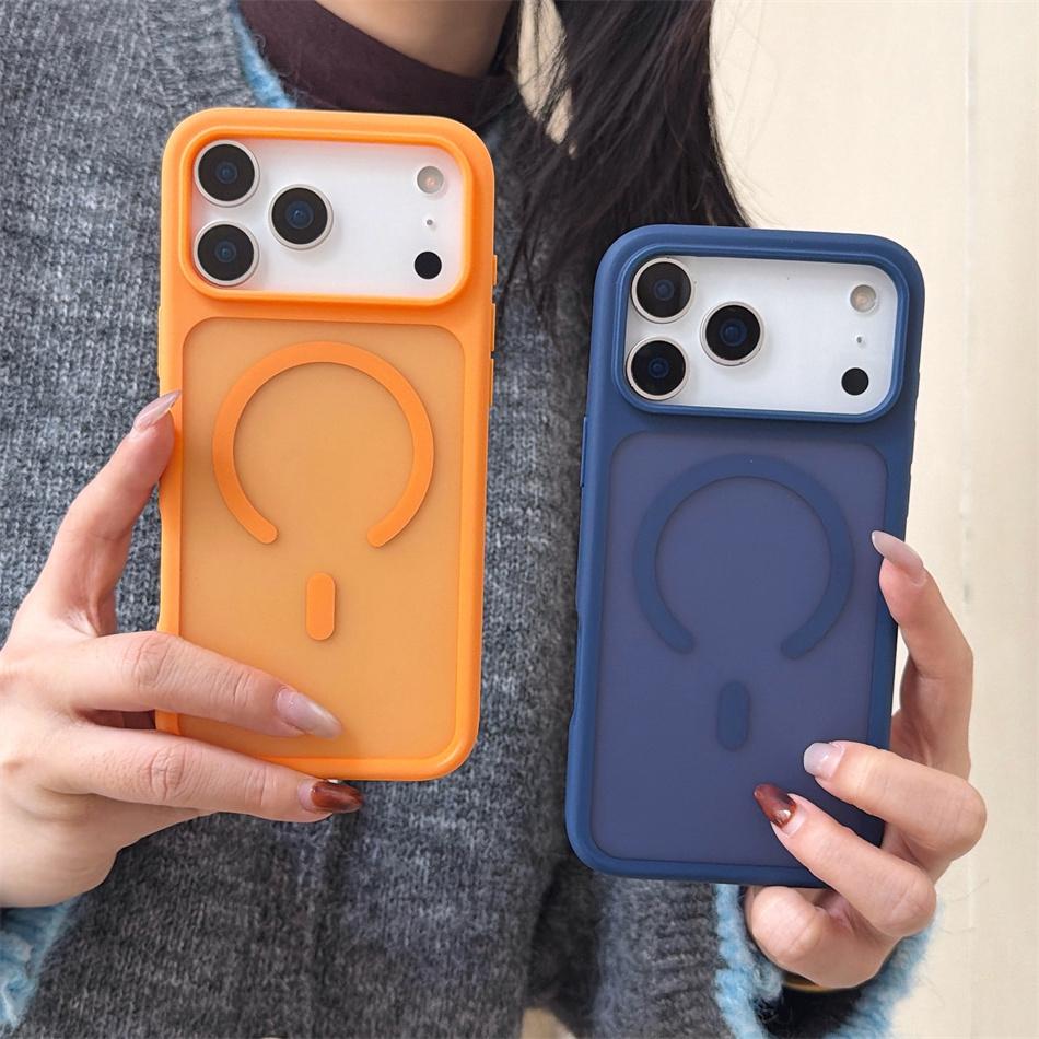 Translucent Matte Magnetic Case For iPhone 17 16 15 14 13 ProMax 17Pro Shockproof Wireless Charging Phone Cover Funda