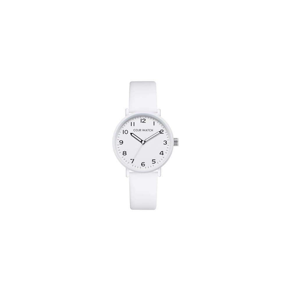 Exam Watch Analog Simple Design Waterproof 3ATM Glow-in-the-Dark Unisex White