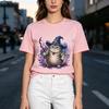 Wizard Cat Graphic T Shirt Magic Witch Cat Print Unisexs Unisexs 100 Cotton Crew Neck Casual Y2k Top Harajuku Oversized Tee