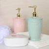 1PCS Fashion Stained Carved Liquid Soap Dispenser Bathroom Sanitizer Bottle Hand Pump Emulsion Shampoo Bath Shower Gel Press