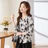 Women's Floral V-Neck Long-Sleeve Business Shirt