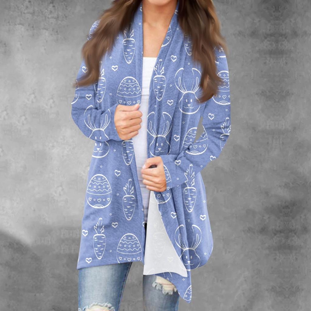 Lässiger, langärmliger, bedruckter Valentinstags-Cardigan für Damen ohne Deckmantel