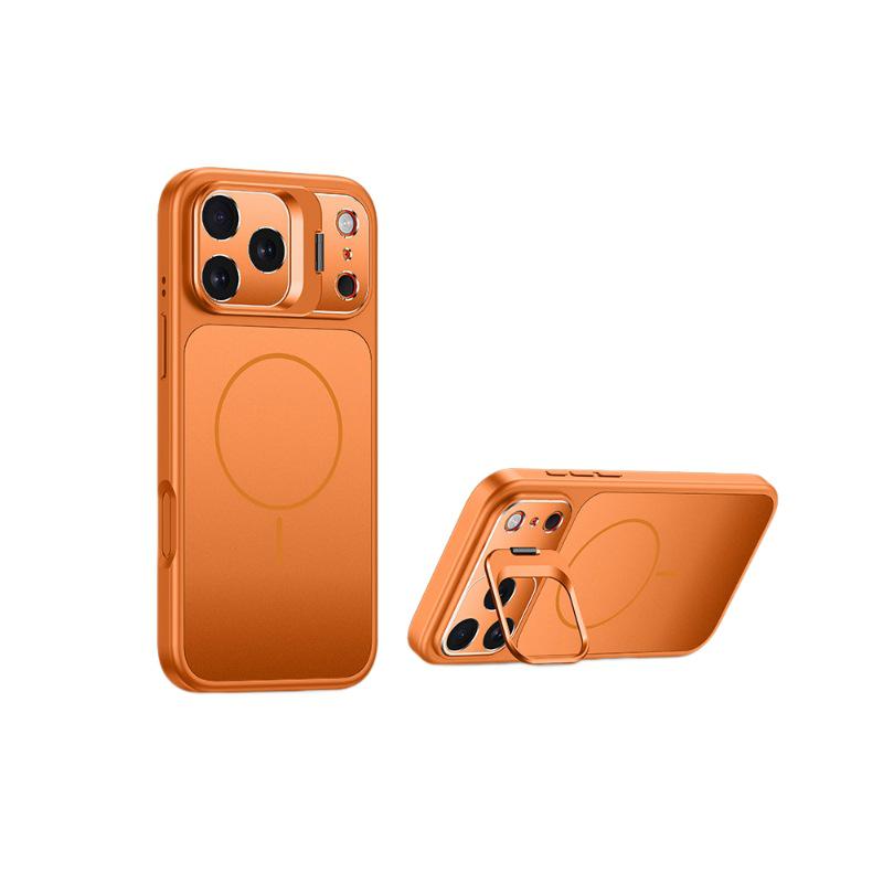 Orange magnetische Schutzhülle mit Objektivständer für Apple 17 Pro Max