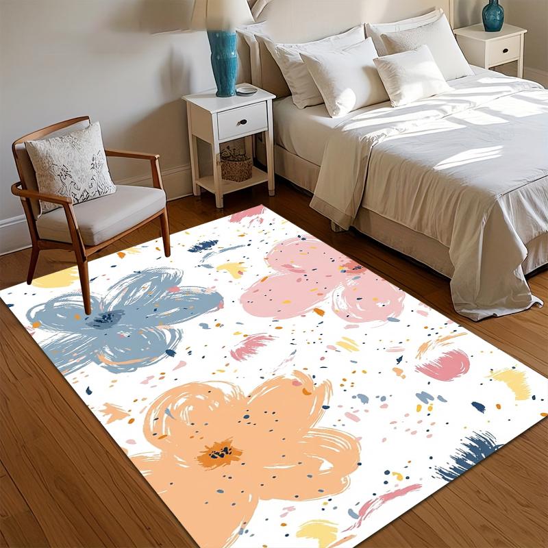 

Cute Kid-friendly Entryway Rug Watercolor Floral Graffiti Pattern Non-slip Washable for Toddlers Girl s Bedroom Carpet Doormat 40x60CM