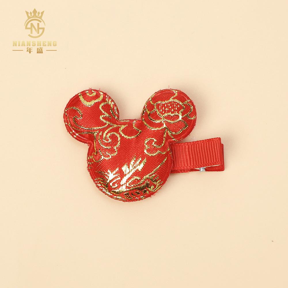 

Детская красная праздничная заколка-бант для волос на Новый год