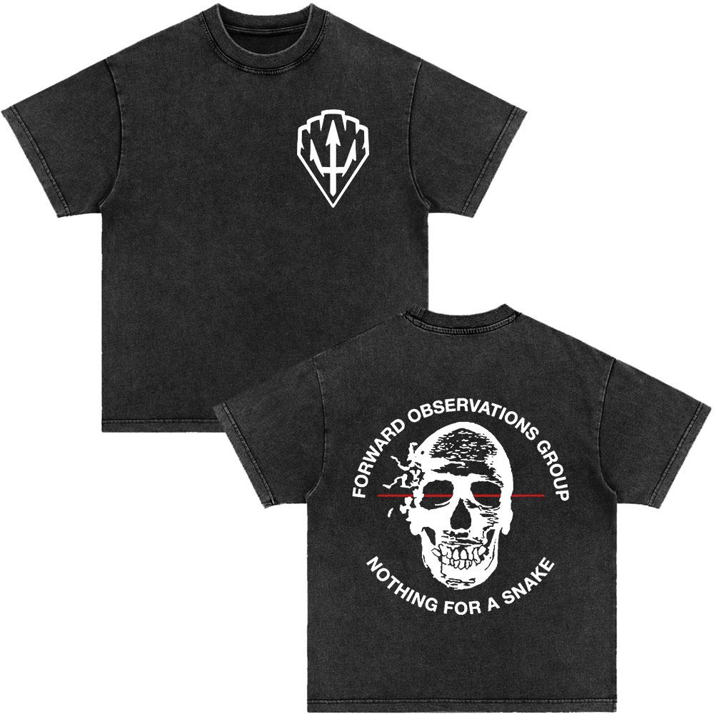 Forward Observations Group Be Seeing You Washed Vintage T-shirt Skeleton Graphic Punk Gothic T-Shirts Men Women Oversized Tshirt