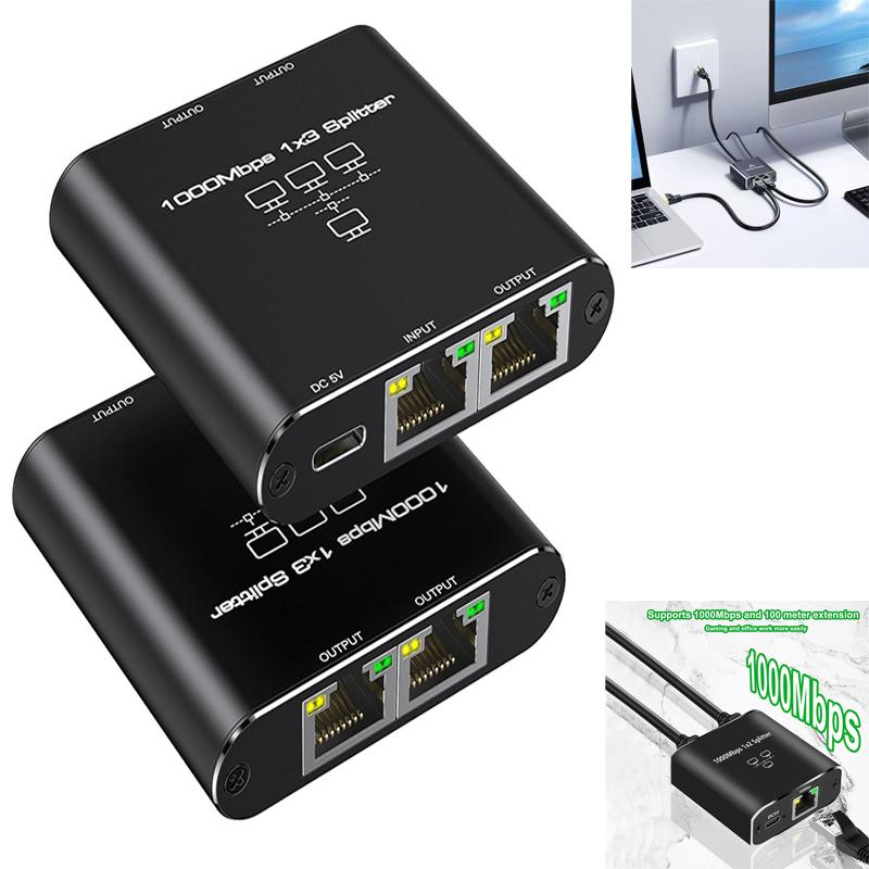RJ45 Network Cable Switch Hub 1 In 2 3 Out Converter 1000Mbps Gigabit Ethernet Switch Hub Wire Divider PC LAN Extend Adapter