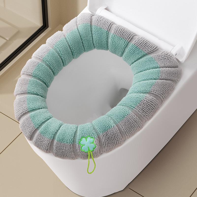 1Pc Thicker Bathroom Toilet Seat Cover Pads Soft Comfortable Toilet Seat Cushion Cover Stretchable Toilet Seat Warmer Easy Inst