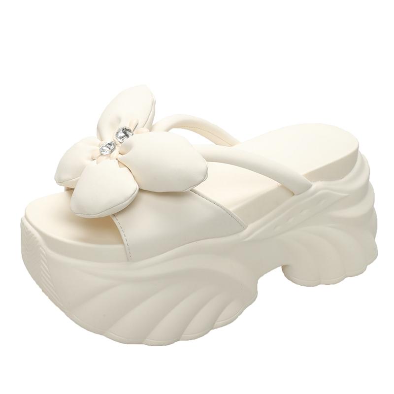 Fashion 9cm Platform Slippers Woman Bowknot Thick Sole Sandals Women Chunky Flip Flops New Summer Casual Beach Slides Zapatos Mujer