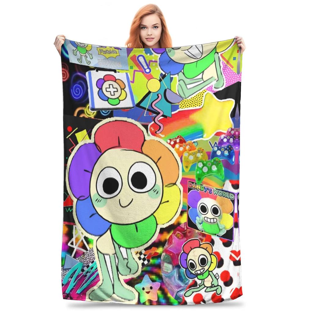 Cartoon Games Dandys World Flannel Blanket  Cozy Throw for Sofa Bedding Lounge xcm