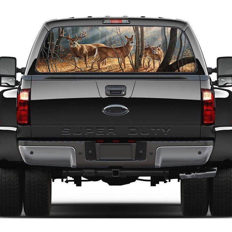 Hochwertiger Hirsch Wildtierszene Heckscheiben Grafikaufkleber für LKW SUV Van Auto