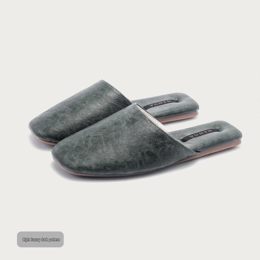 Cloud Group Autumn Minimalist Leather Slippers: Unisex, Non-Slip, All-Season Indoor Shoes