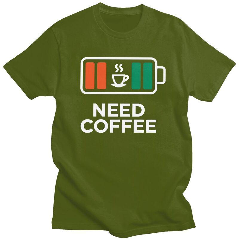 Custom I Need Coffee T Shirt for Men 100 Cotton Tshirt Tee Short Sleeves Tshirt Loose Fit