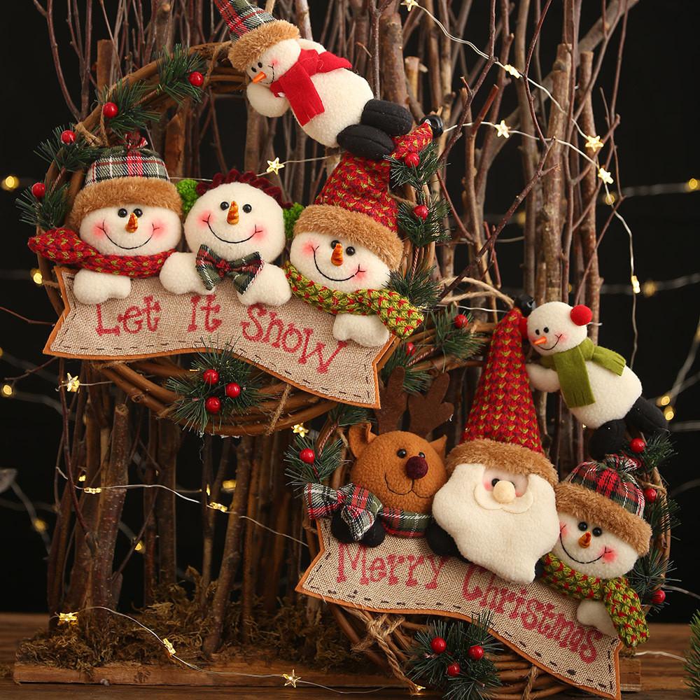 Holiday Decor Cheerful Collection Of Four Charming Figurine Wreaths With Santa Snowman And Reindeer Designs