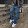 European and American Men's Splicing Slim-fitting Jeans Micro-pull Pants Handsome Denim Trousers