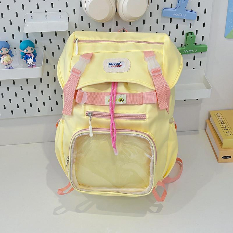 Decor Letters Minimalist Student Backpacks With Transparent Compartments