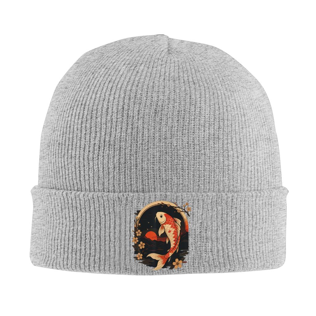 Kawaii Koi Anime Japanese Retro Mystical Koi Knitted Hat Womens Unisexs Beanie Autumn Winter Hats Warm Melon Cap