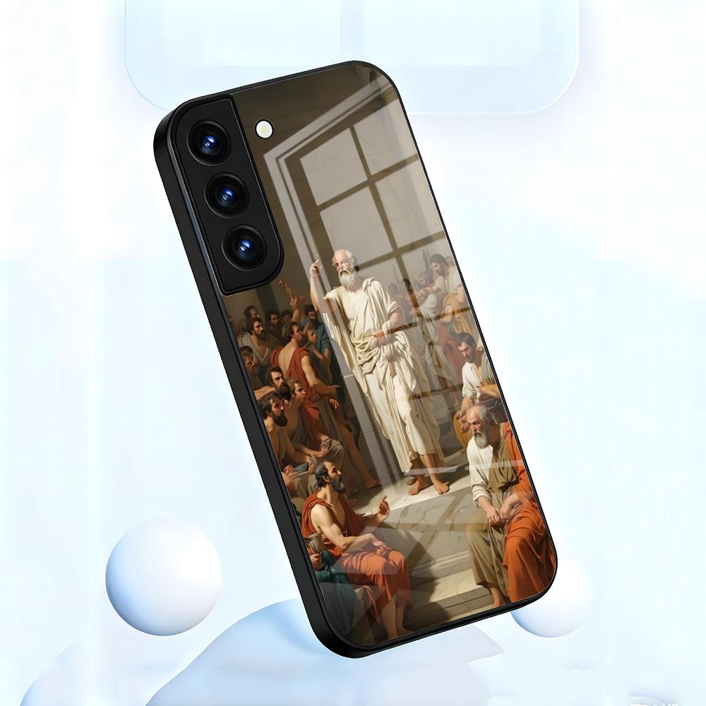 Renaissance Art Painting Phone Case For Samsung S26 S25 S24 FE S23 S22 S21 Plus S20 Ultra Note20Ultra Black Glass Cover