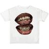 Verdusa Women's Lips Print Graphic Tees Y2k T Shirts Summer Crew Neck Vintage Going Out Tops