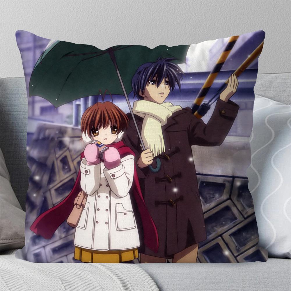 Japansk Anime Clannad Kuddfodral Fyrkantig Kudde Sovrum Soffa Fritid Komfortkudde Bil Vardagsrum Heminredning 40X40