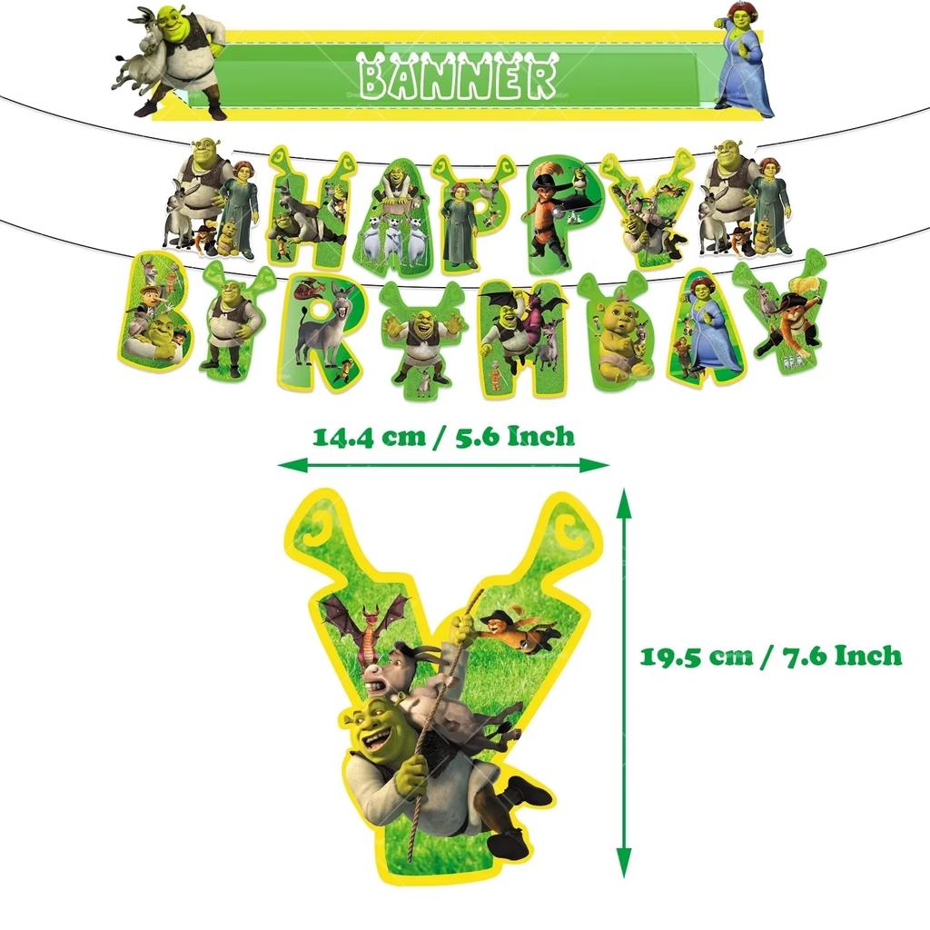 Monster Shrek Birthday Party Decoration Prince Donkey Green Princess Balloons Cup Plate For Kids Baby Shower Party Favor Gifts
