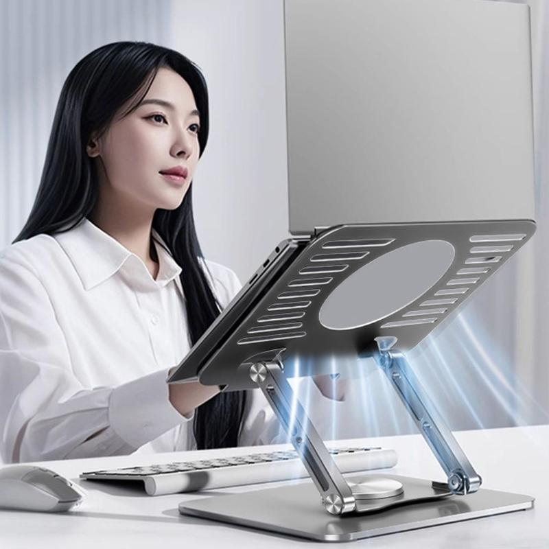 Foldable Computer Stand with Ventilation Holes Heat Dissipation Adjustable Rotations Height for 15.6inch Laptops