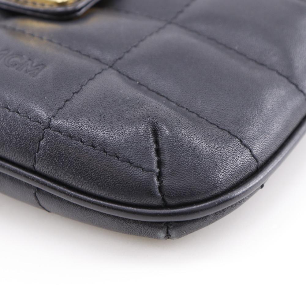 MCM Mini ChainShoulder Shoulder Bag Black Leather Women Used