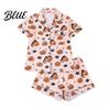 Seasonal Halloween Pajamas Pajama Sets for Women Button Down Short Sleeve 2 Fun Halloween-themed Piece Sleepwear Pumpkin Print Shirts And Shorts