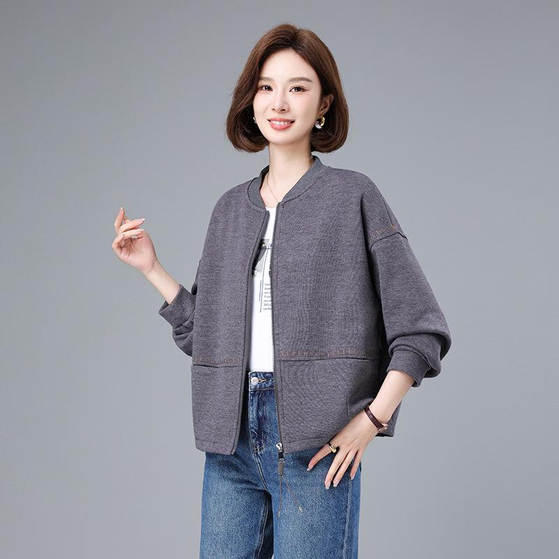 Middle-aged Women's Casual Baseball Jacket - 2025 Spring/Autumn New Style
