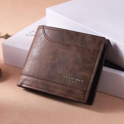 Slim Men's PU Leather Wallet: Durable, Anti-Theft, Two-Fold Design with Multiple Card Slots, Coin Pocket, and Secure Zipper Closure.