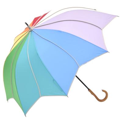 Large Flower Long Difficult To Get Piping [Chinoiserie Modern] Umbrella, Women's, Motif, Umbrella, Deep, Wet, (Prism)