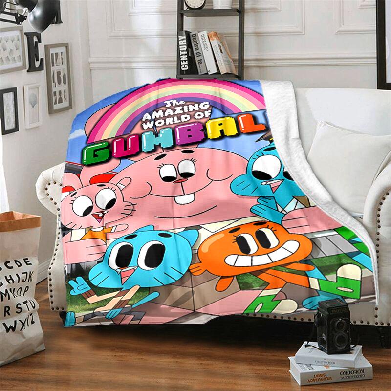 1pc Blanket The Amazing World of Gumball1 Print Design, Lightweight Blanket for Sofa, Bed- Soft &Warm, Gift for All Seasons Like Christmas, Halloween
