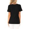 Women Tops Short Sleeve V-Neck Pleated Hem Tee Shirt Solid Color Draped
