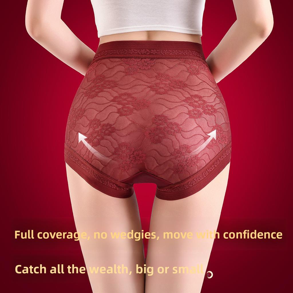 Large Size Lady Silk Antibacterial Extension Crotch Belly Lift Hip Naked Sense No Scratch Briefs