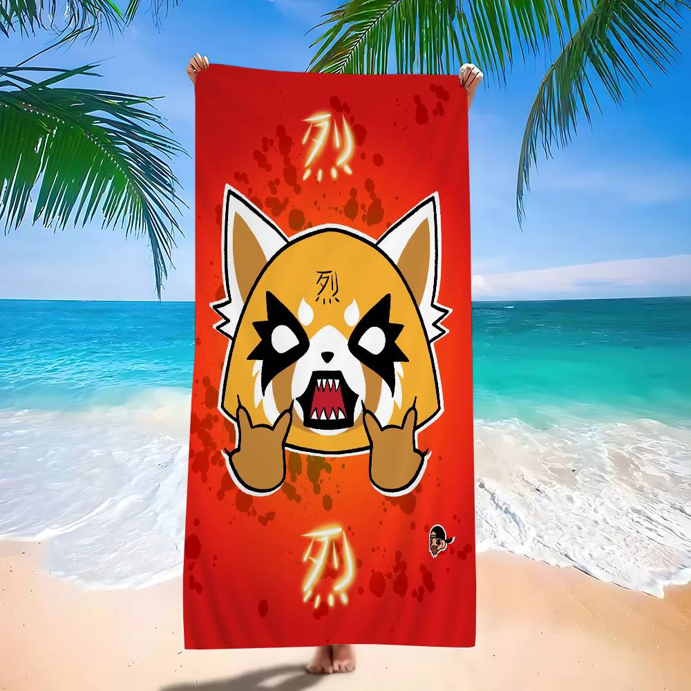 

Aggretsuko Anime-Rock Beach Towel Colorful Bath Towels for Girl Microfiber Quick Dry Sand Free Beach Yoga Spa Gym Pool W40*H60(CM)