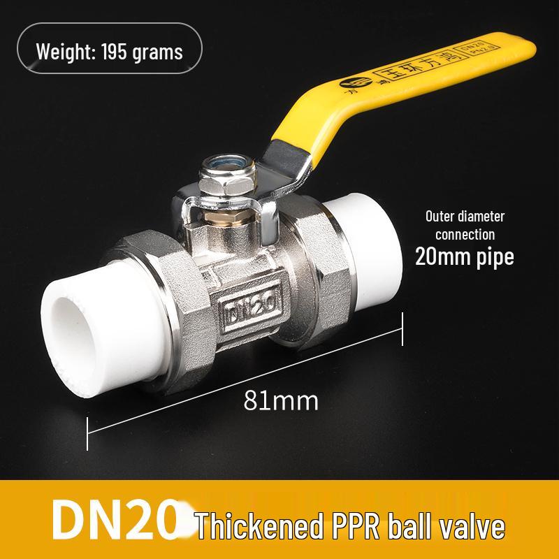 Multi-Size PPR Copper Double Union Ball Valve with Switch - Hot Melt Options Available (DN20-63, 1/2" To 1")