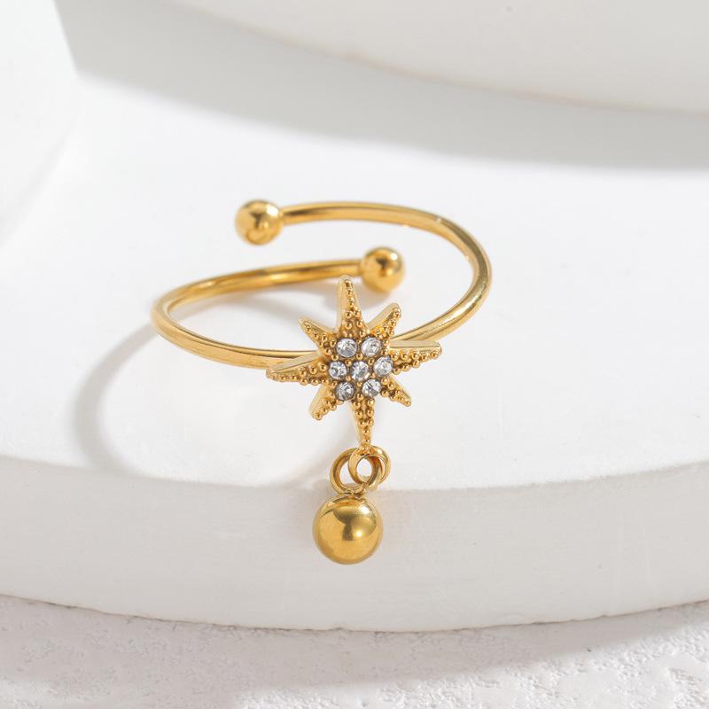 18K Gold Multi-Element Stainless Steel Pendant Ring - Fashionable High-End Design