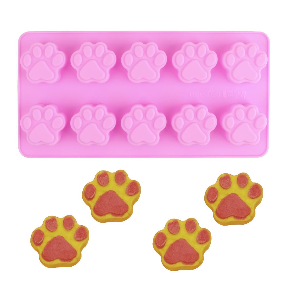 Kitchen Gadgets DIY Baking Mold 2 In 1 Pet Cat Dog Paws Cute Silicone Chocolate Mould Dog Bone Dog Footprint Cake Mold