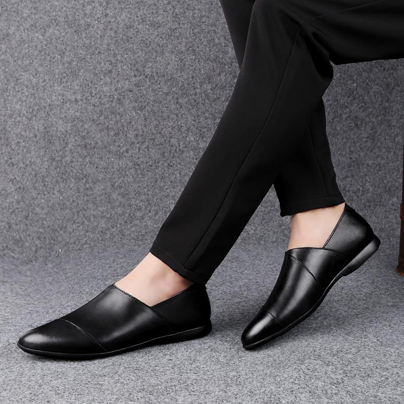 Fashion Men Shoes slip on Genuine Leather Male Casual Men Shoes hole summer Comfortable Formal Loafer Business Office Formal Dress Shoes