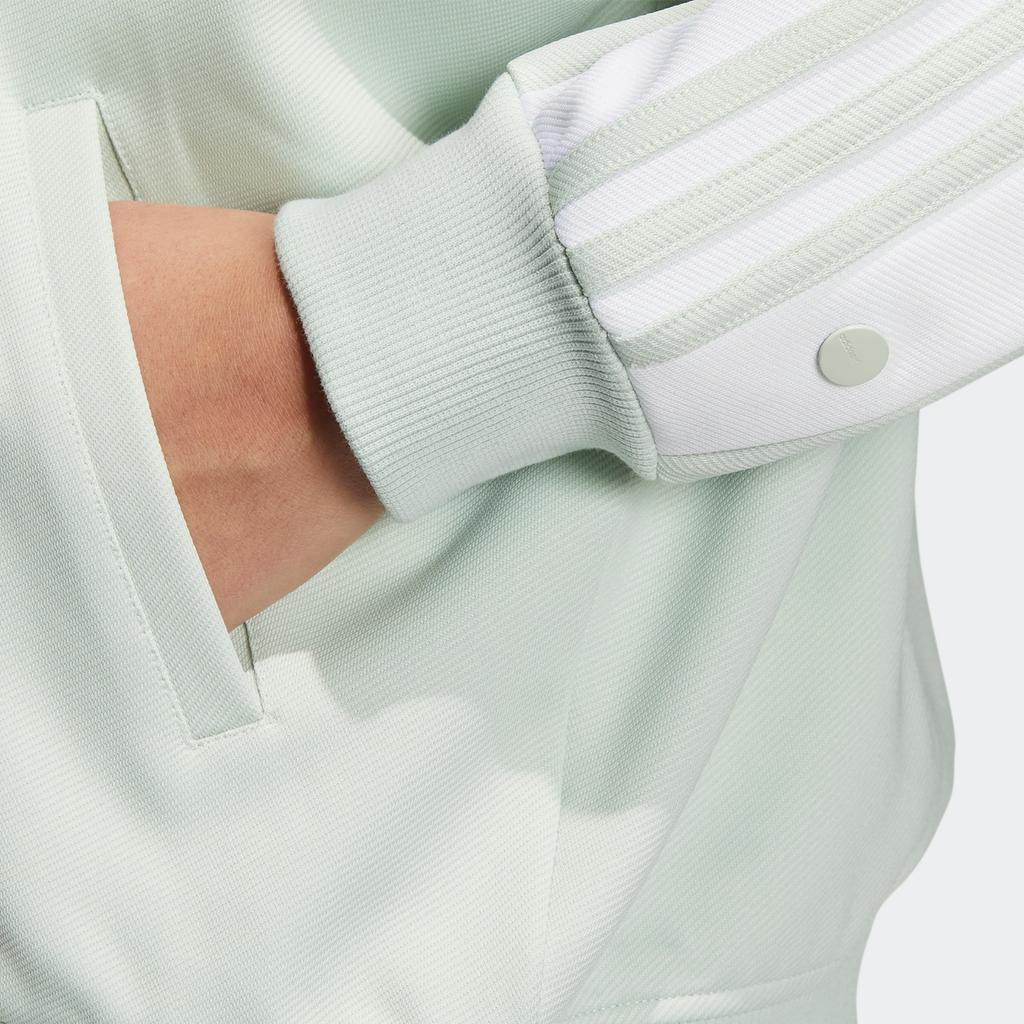 Adidas Originals Striped Print Zip-Up Ribbed Stand Collar Jacket Women Jacket Linen-Green HY4262