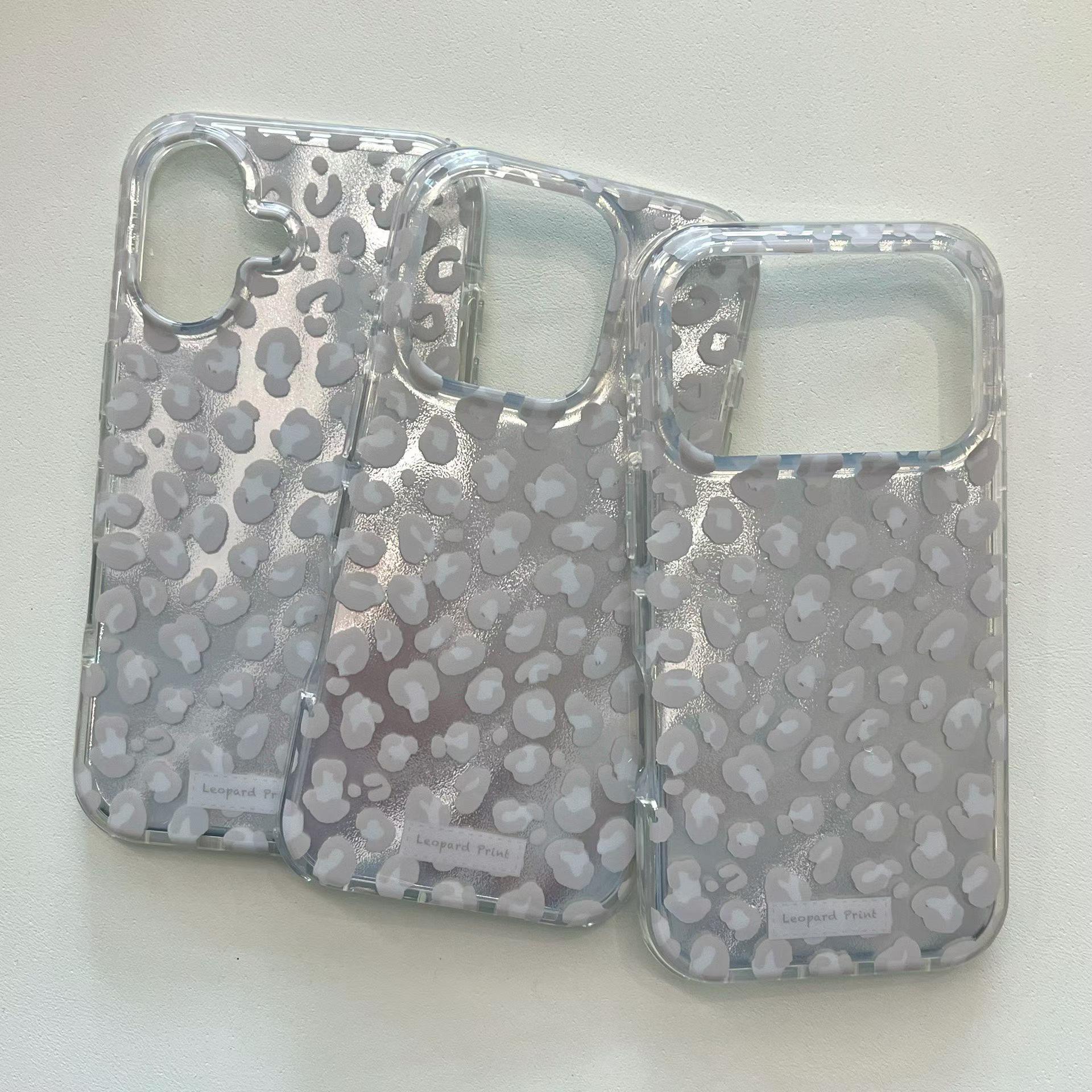 

Luxury Silver Leopard Print Anti-Drop Phone Case for iPhone 17/16/15/14/13 Pro Max iPhone 15